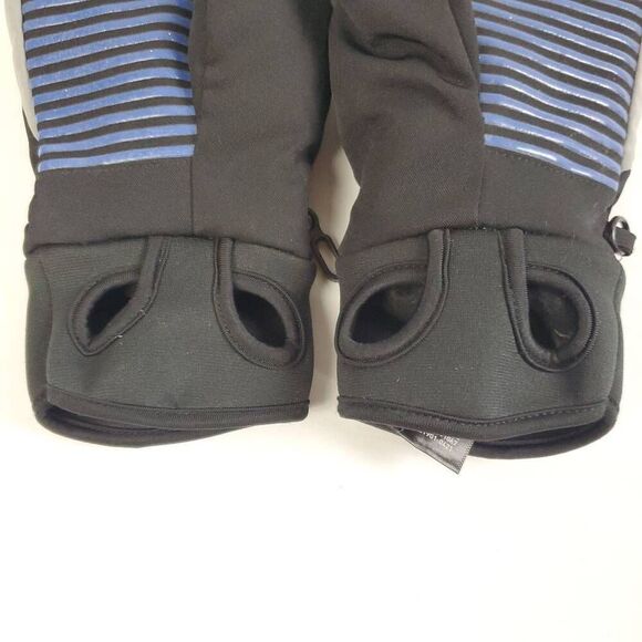 K-Swiss Men’s Winter Snow Gloves Black/Gray Soft Shell L-XL Blue Stripe Grip - Picture 4 of 5